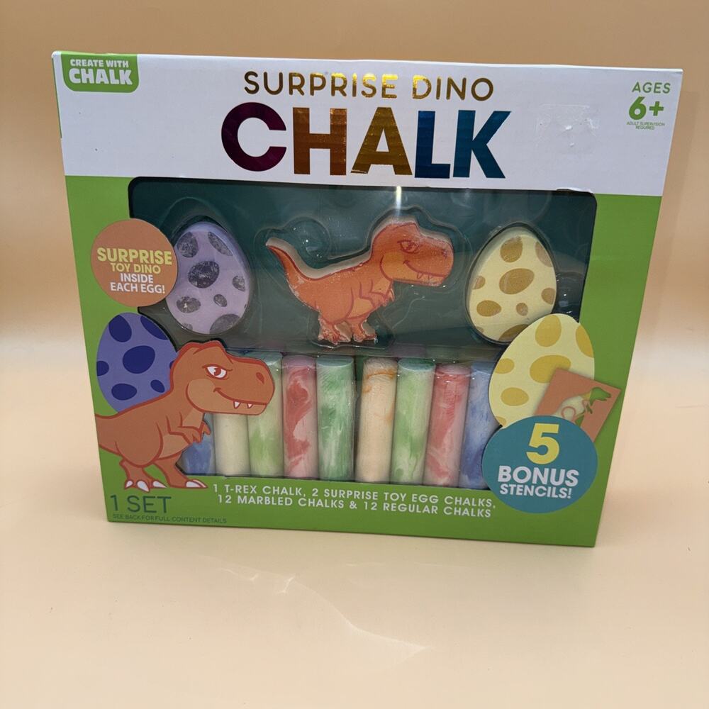 Create With Chalk Surprise Dino Chalk 27 Chalk Piece +5 Bonus Stencils